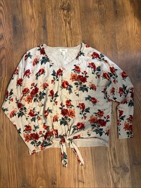 Style & Co. Floral Tie-Front Sweatshirt